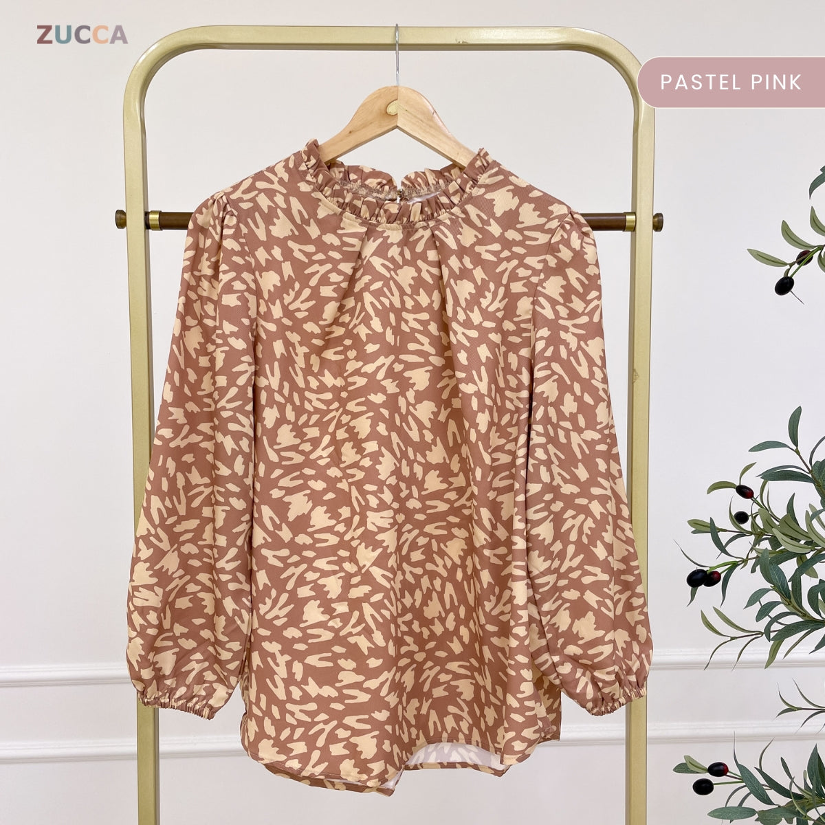 ZUCCA SHIMA RUFFLE NECK LEOPARD KASUAL WOMEN BLOUSE - DM250