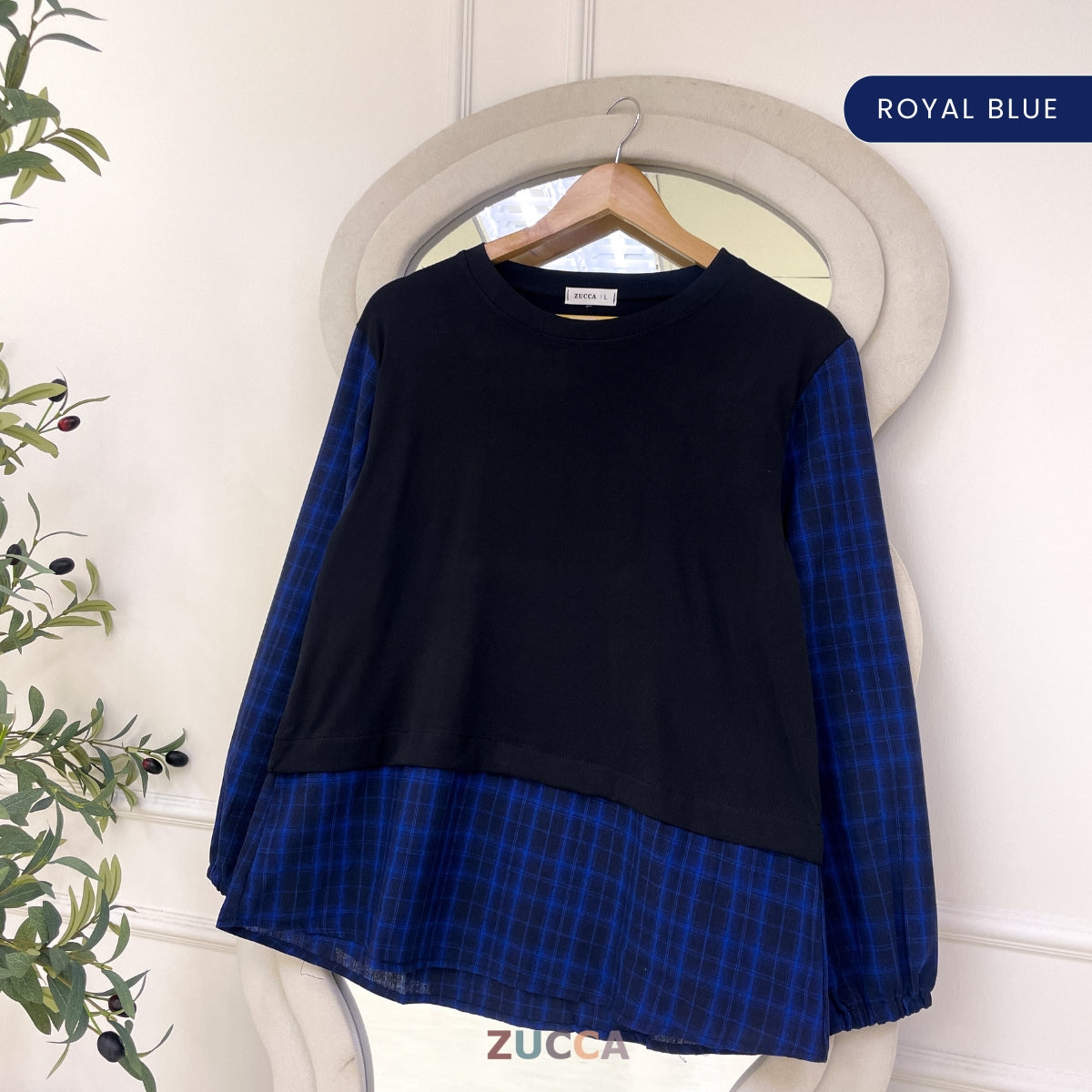 ZUCCA ALEENA BLOUSE PATCHWORK PLAID BERPETAK - DM254