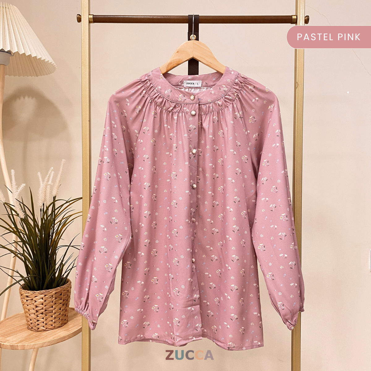 ZUCCA NARA KEMEJA BERCORAK FLORAL BERBUTANG PENUH - DM262GAYA KOREA