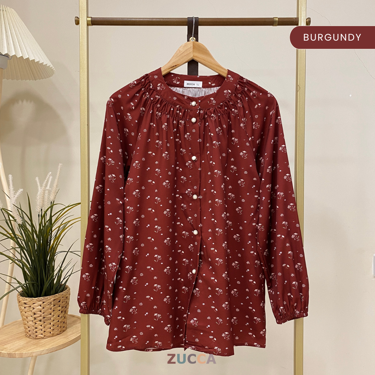 ZUCCA NARA KEMEJA BERCORAK FLORAL BERBUTANG PENUH - DM262GAYA KOREA