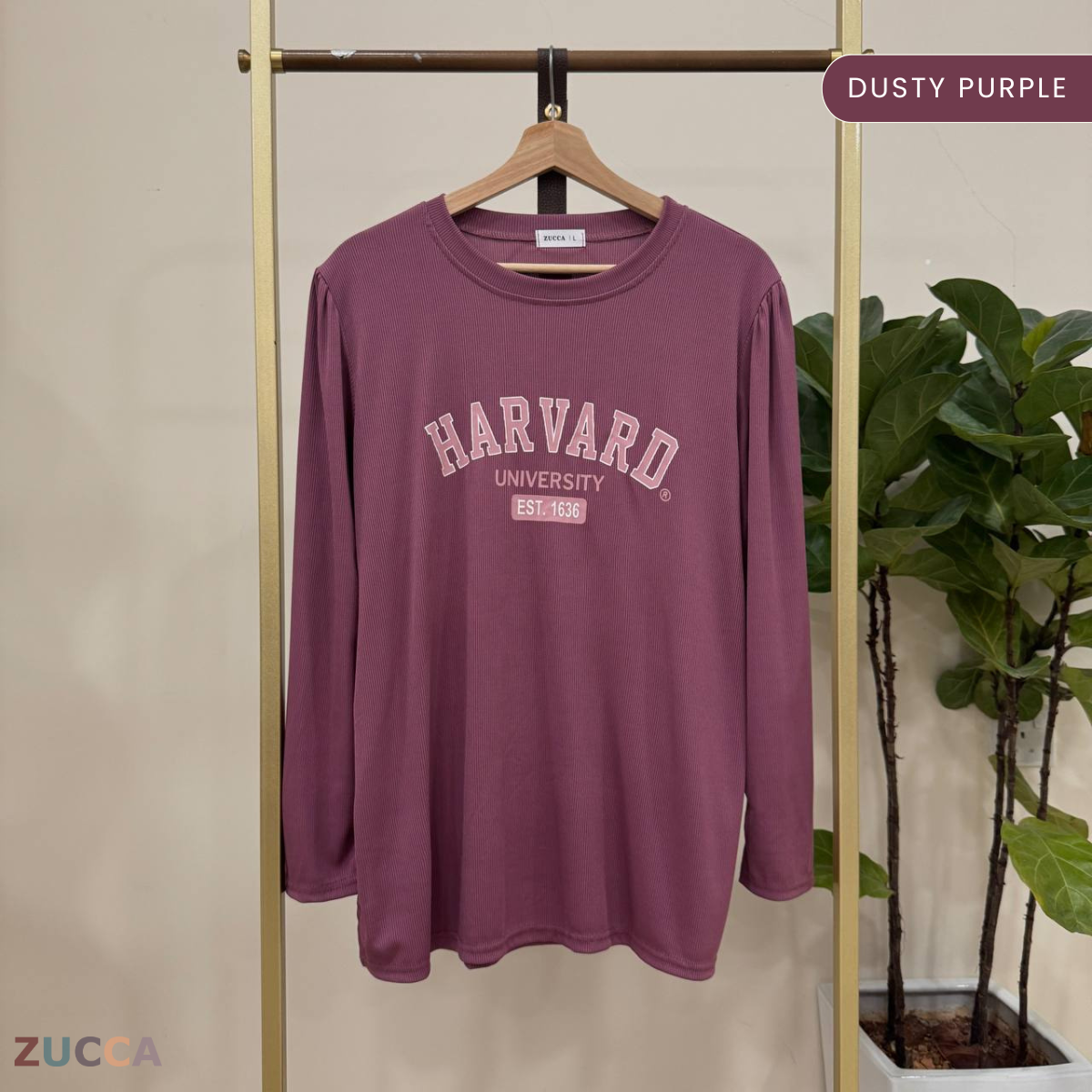 ZUCCA HELENA BAJU KASUAL WANITA - DM266 COTTON RIBBED SHIRT