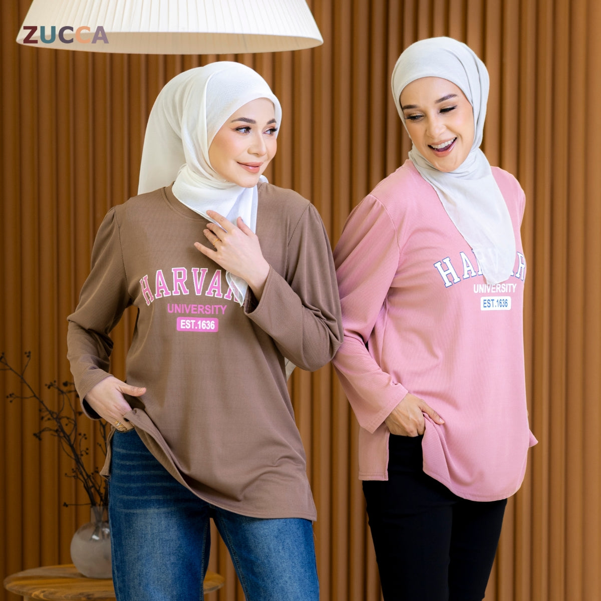 ZUCCA HELENA BAJU KASUAL WANITA - DM266 COTTON RIBBED SHIRT