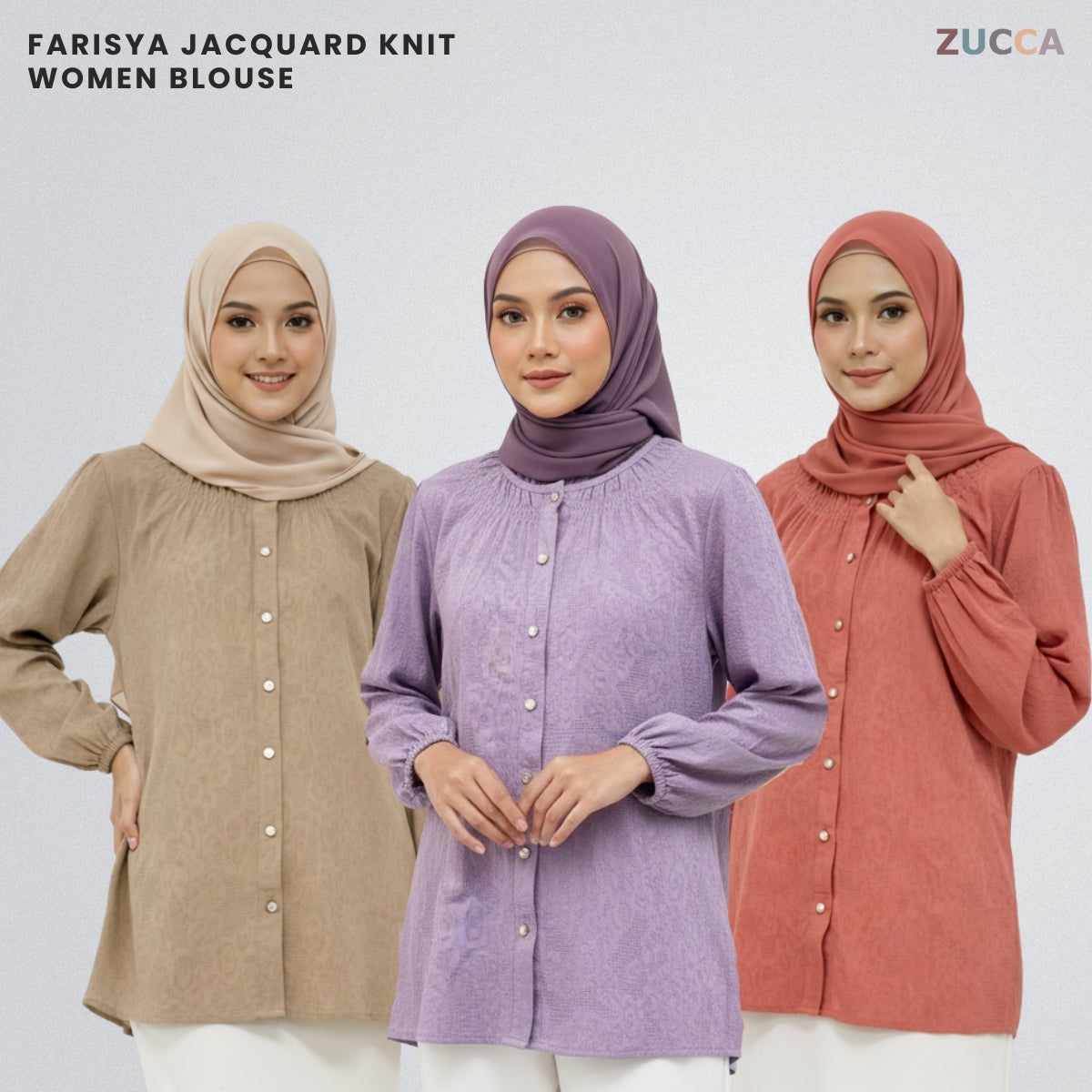 ZUCCA FARISYA BLAUS WANITA JACQUARD - DM269