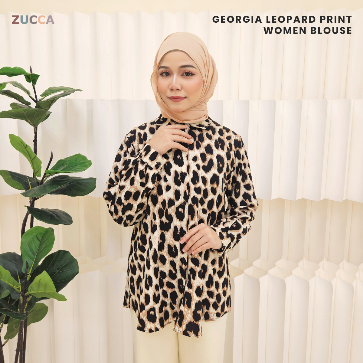 ZUCCA GEORGIA BLOUS WANITA KASUAL BERCORAK - DM270 BAJU LEOPARD