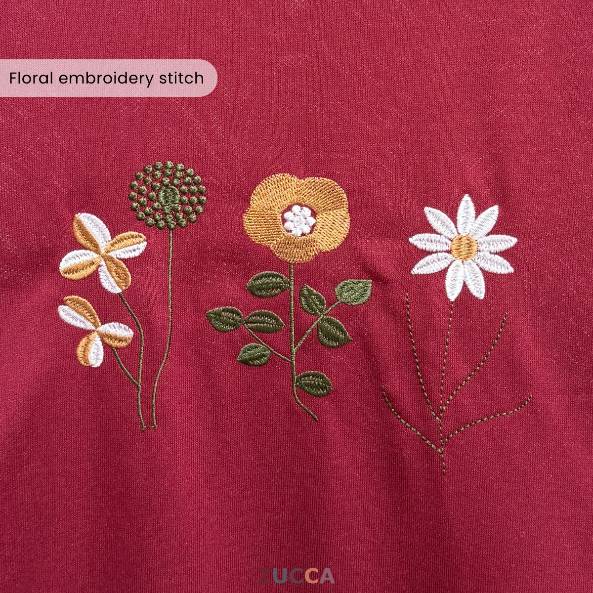 ZUCCA MAXINE BLAUS KASUAL WANITA DENGAN SULAMAN BUNGA - DM274