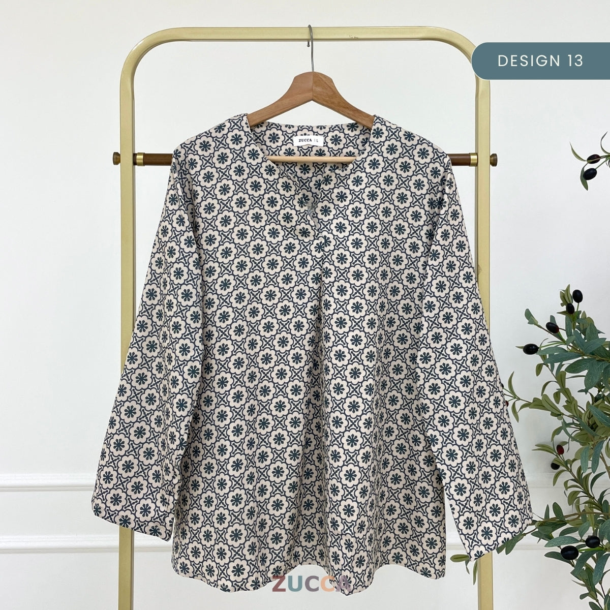 ZUCCA SYAZEE BLAUS WANITA BERCORAK – DM277 POTONGAN MODEN LONGGAR