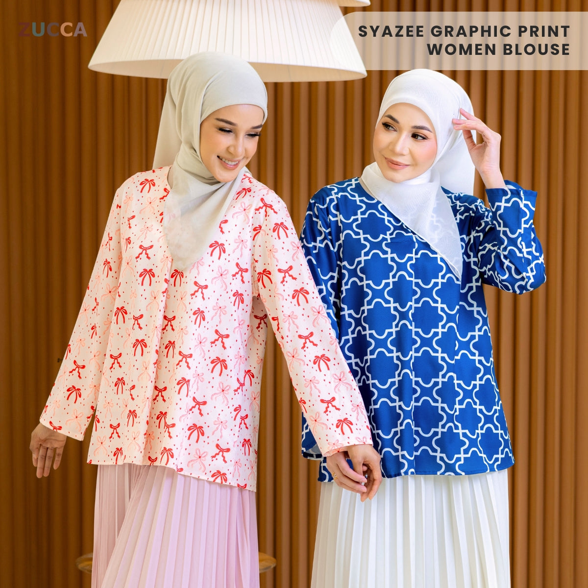 ZUCCA SYAZEE BLAUS WANITA BERCORAK – DM277 POTONGAN MODEN LONGGAR