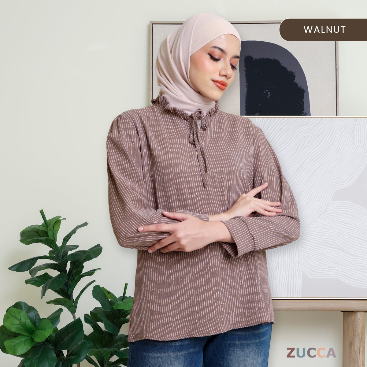 ZUCCA DAYANA KASUAL WOMEN BLOUSE RUFFLE NECK - DM279