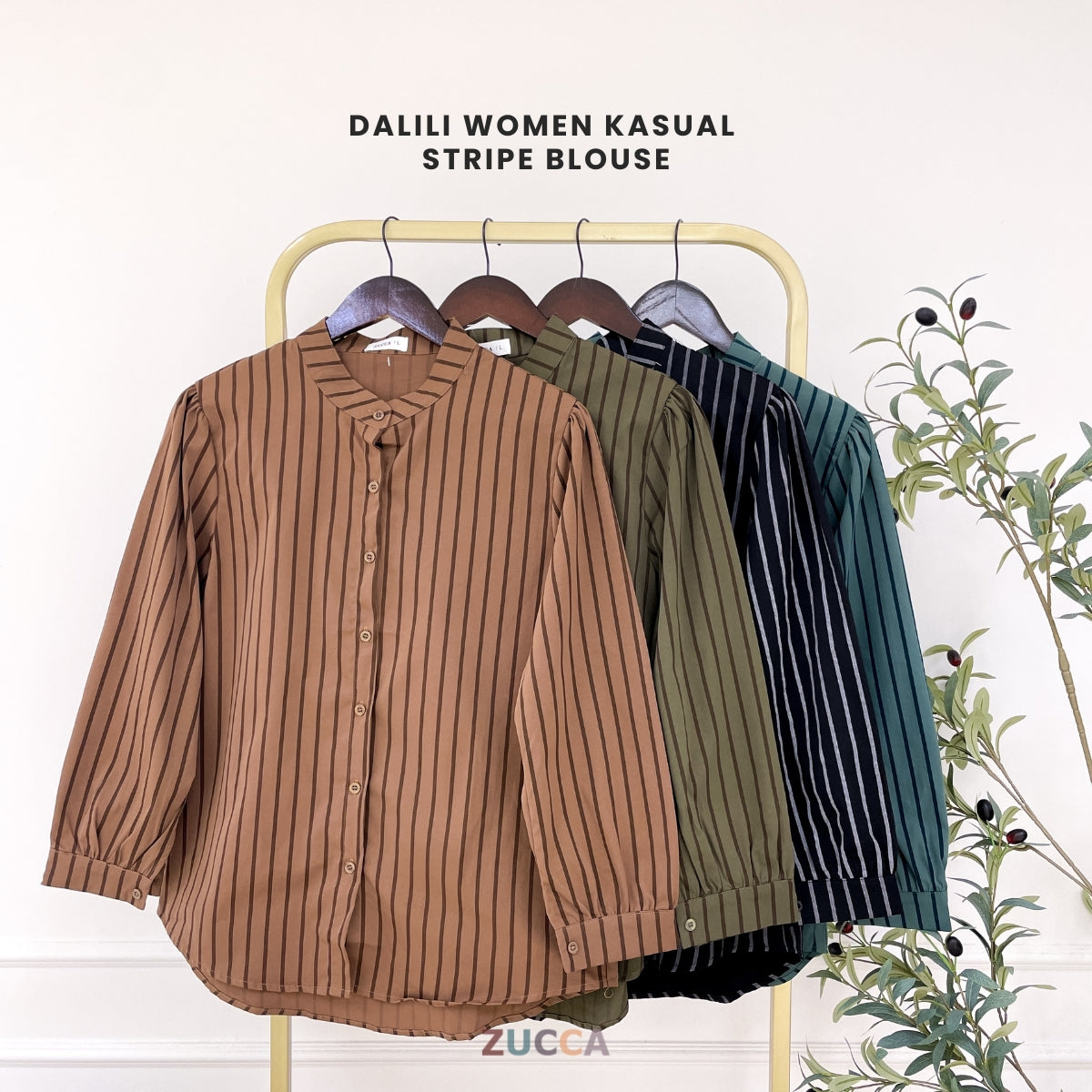 ZUCCA DALILI STRIPE FULL BUTTON BLOUSE COMFY - DM281 KOREAN STYLE Baju Cotton