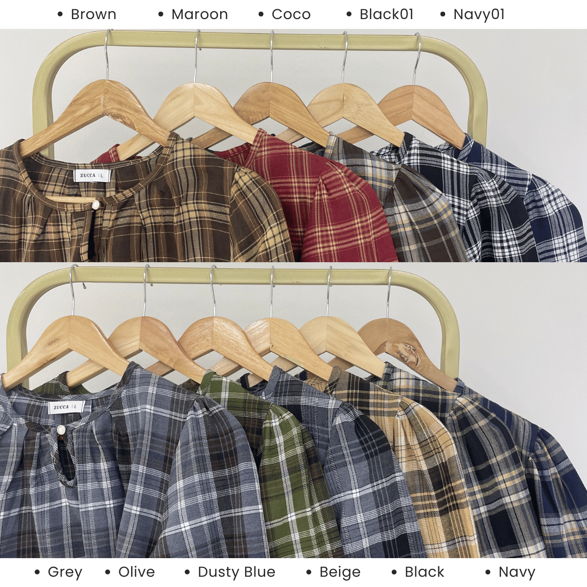 ZUCCA NANCY BLAUS WANITA KASUAL CORAK PLAID - DM282