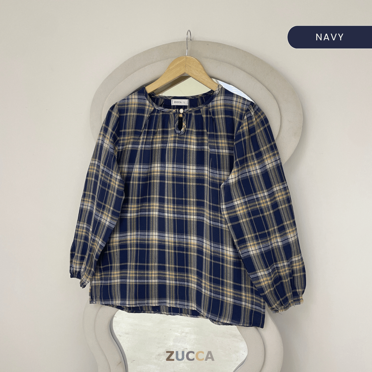 ZUCCA NANCY BLAUS WANITA KASUAL CORAK PLAID - DM282