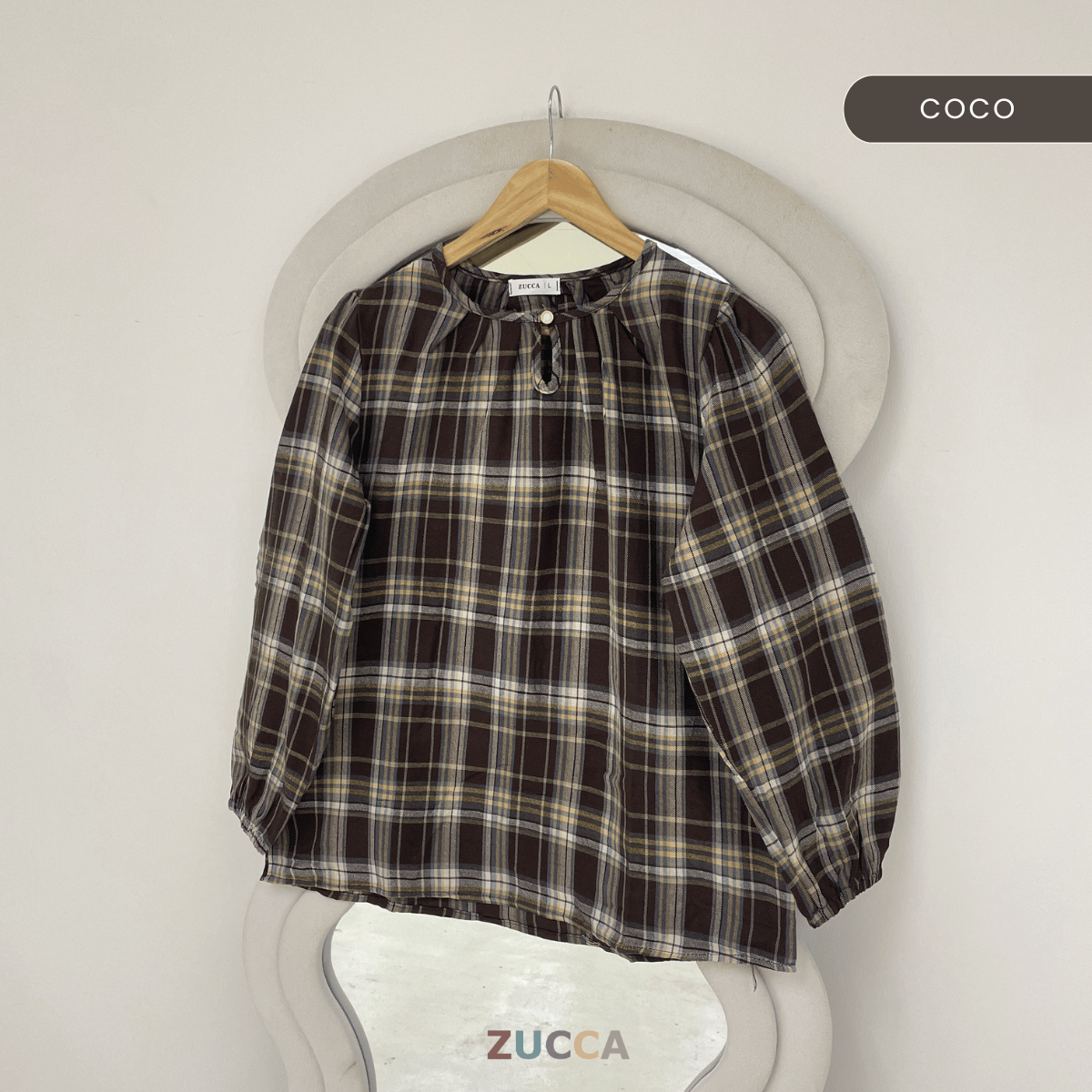 ZUCCA NANCY BLAUS WANITA KASUAL CORAK PLAID - DM282