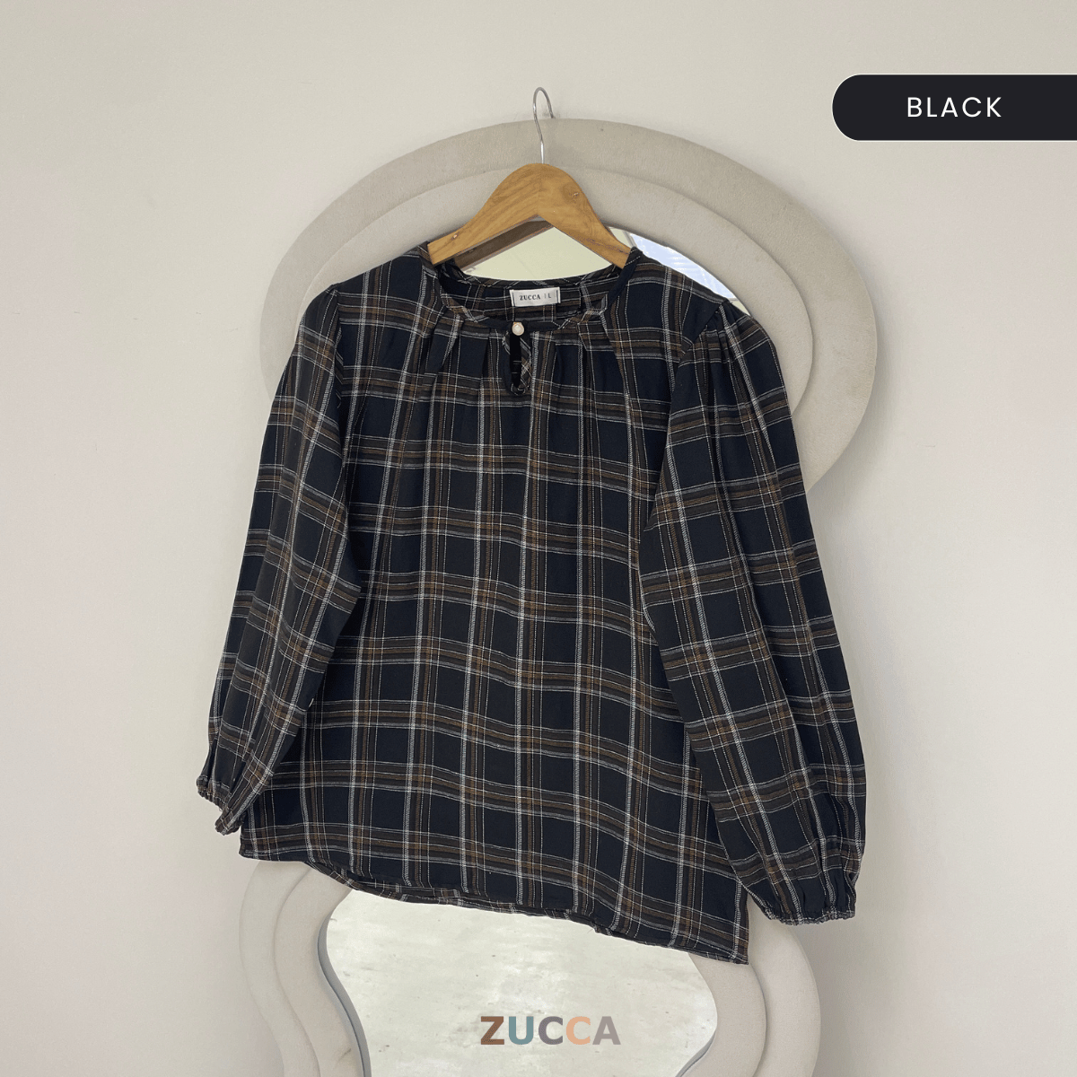 ZUCCA NANCY BLAUS WANITA KASUAL CORAK PLAID - DM282