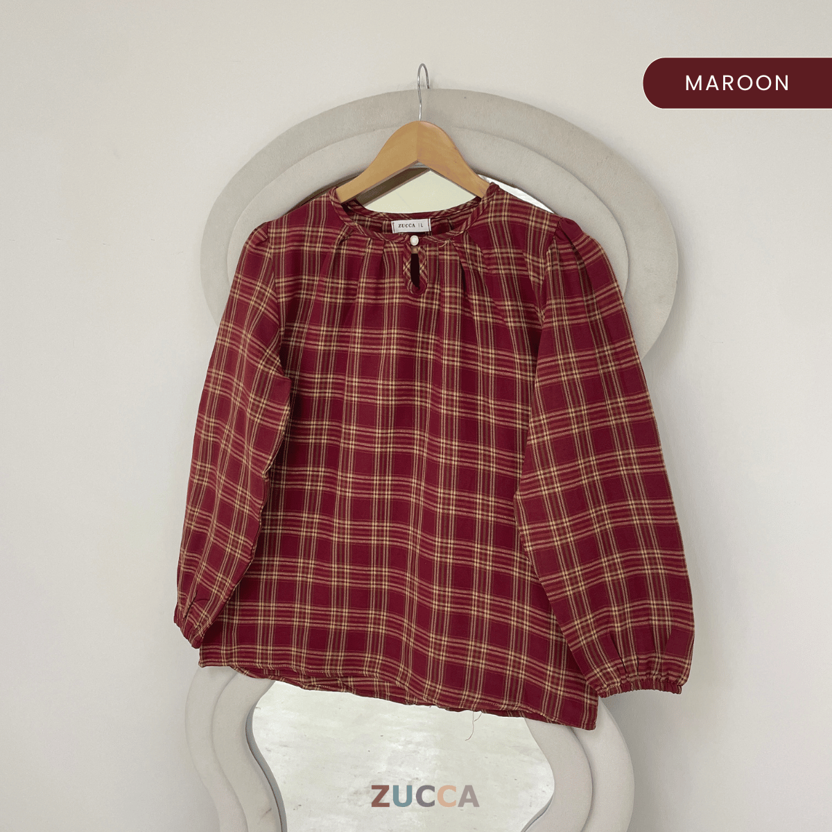 ZUCCA NANCY BLAUS WANITA KASUAL CORAK PLAID - DM282