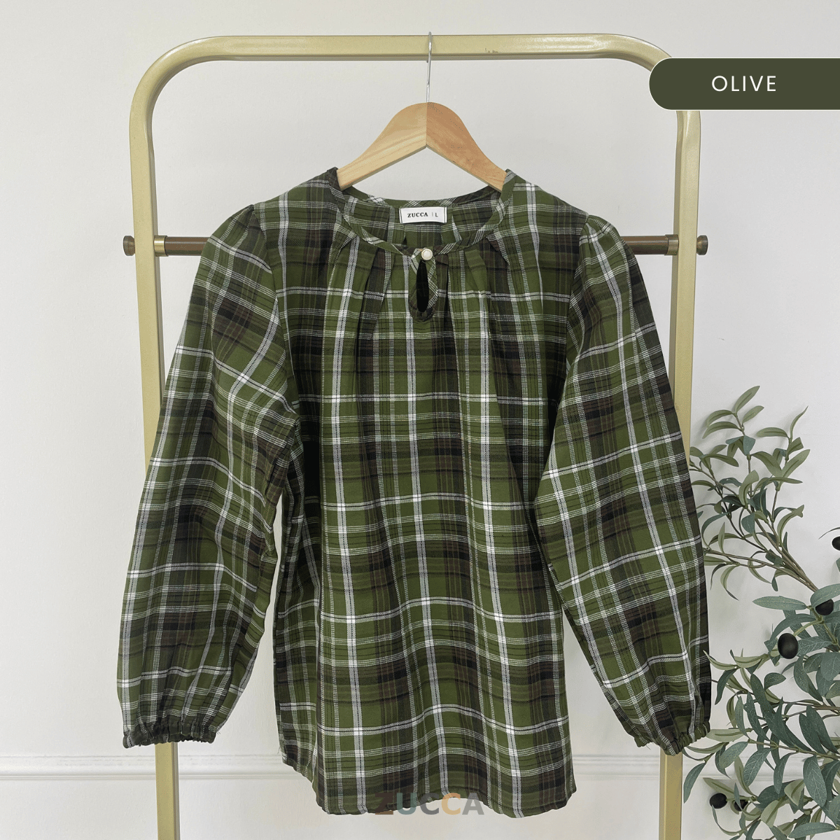 ZUCCA NANCY BLAUS WANITA KASUAL CORAK PLAID - DM282