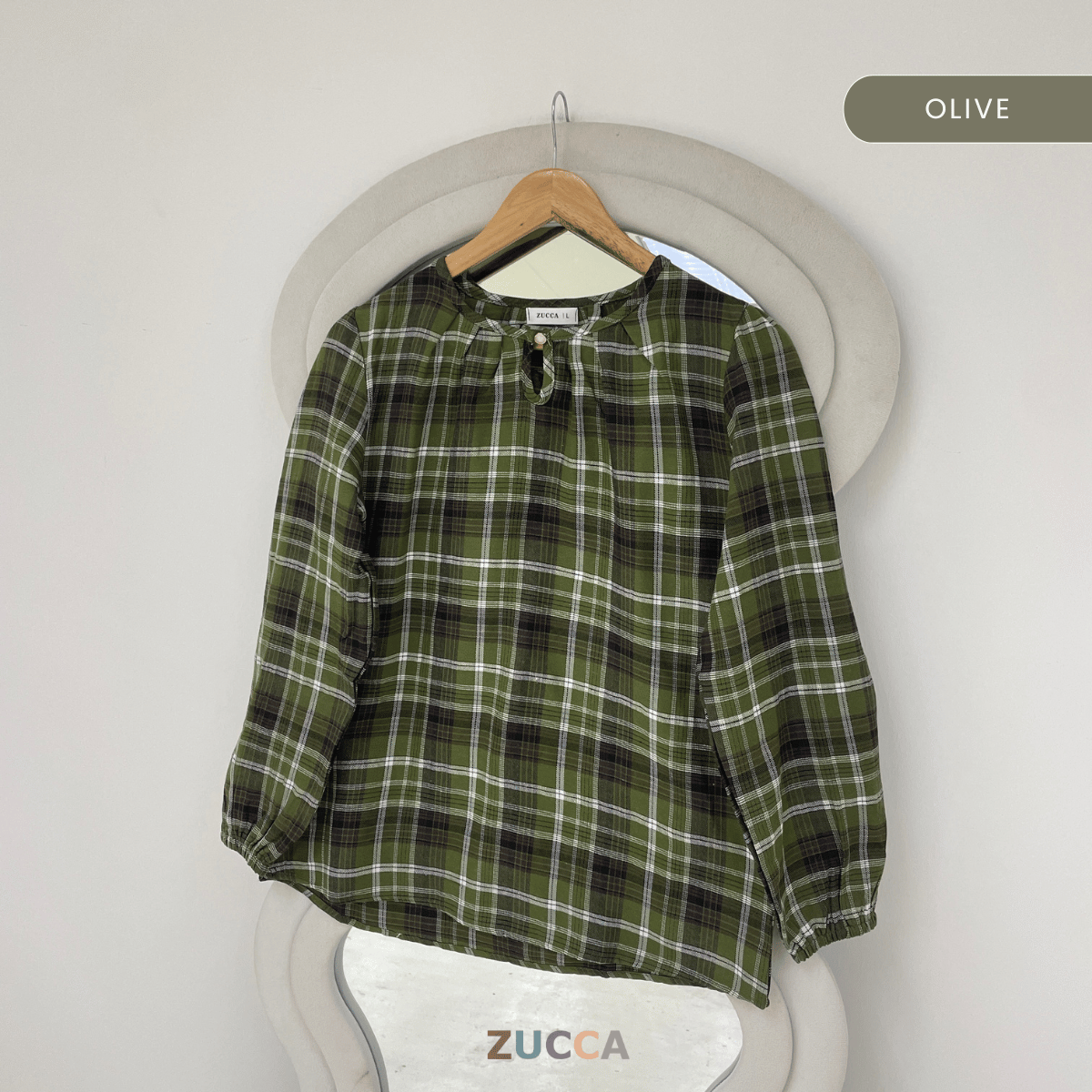 ZUCCA NANCY BLAUS WANITA KASUAL CORAK PLAID - DM282