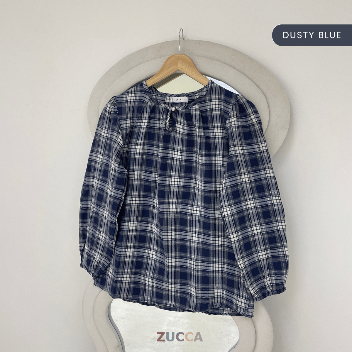 ZUCCA NANCY BLAUS WANITA KASUAL CORAK PLAID - DM282