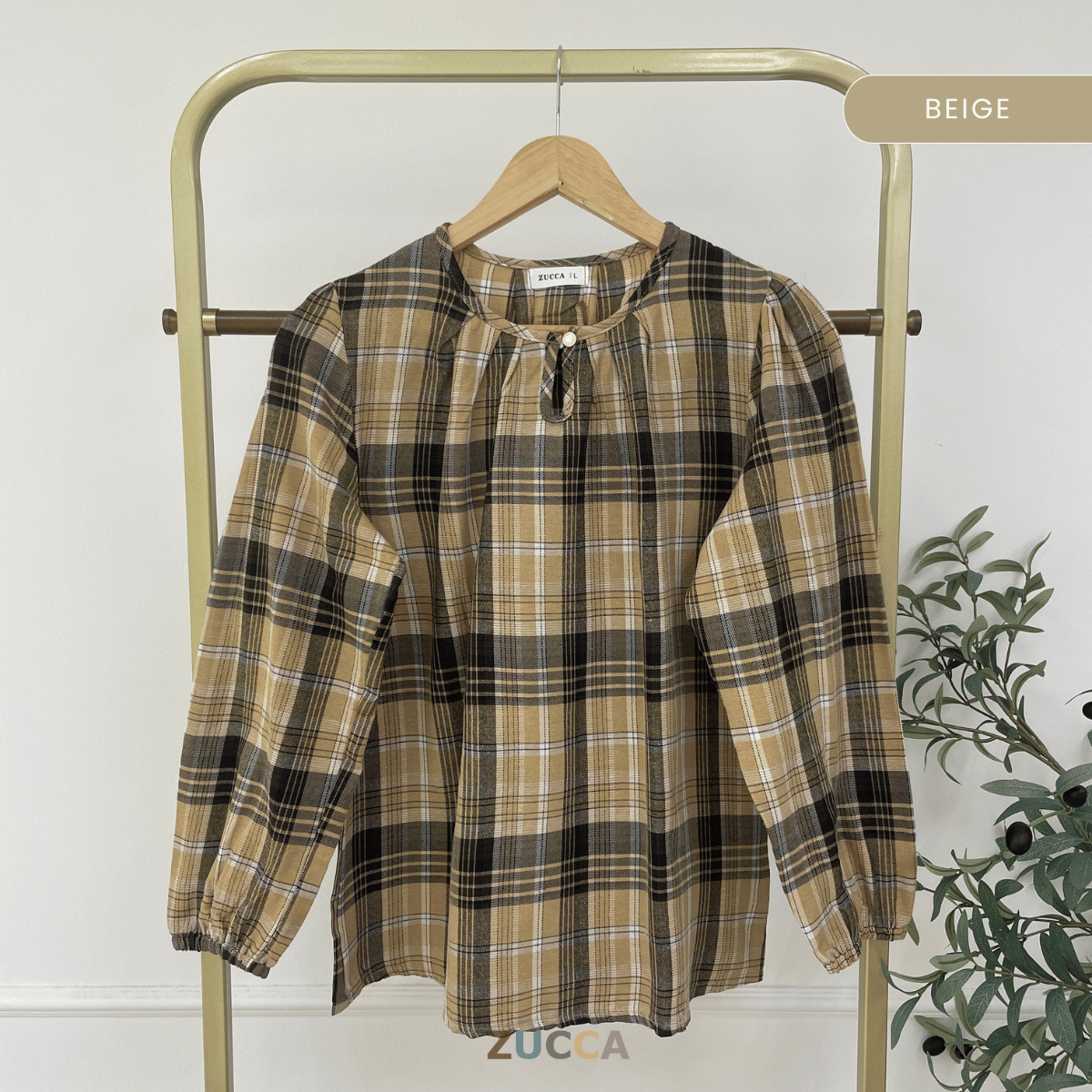 ZUCCA NANCY BLAUS WANITA KASUAL CORAK PLAID - DM282