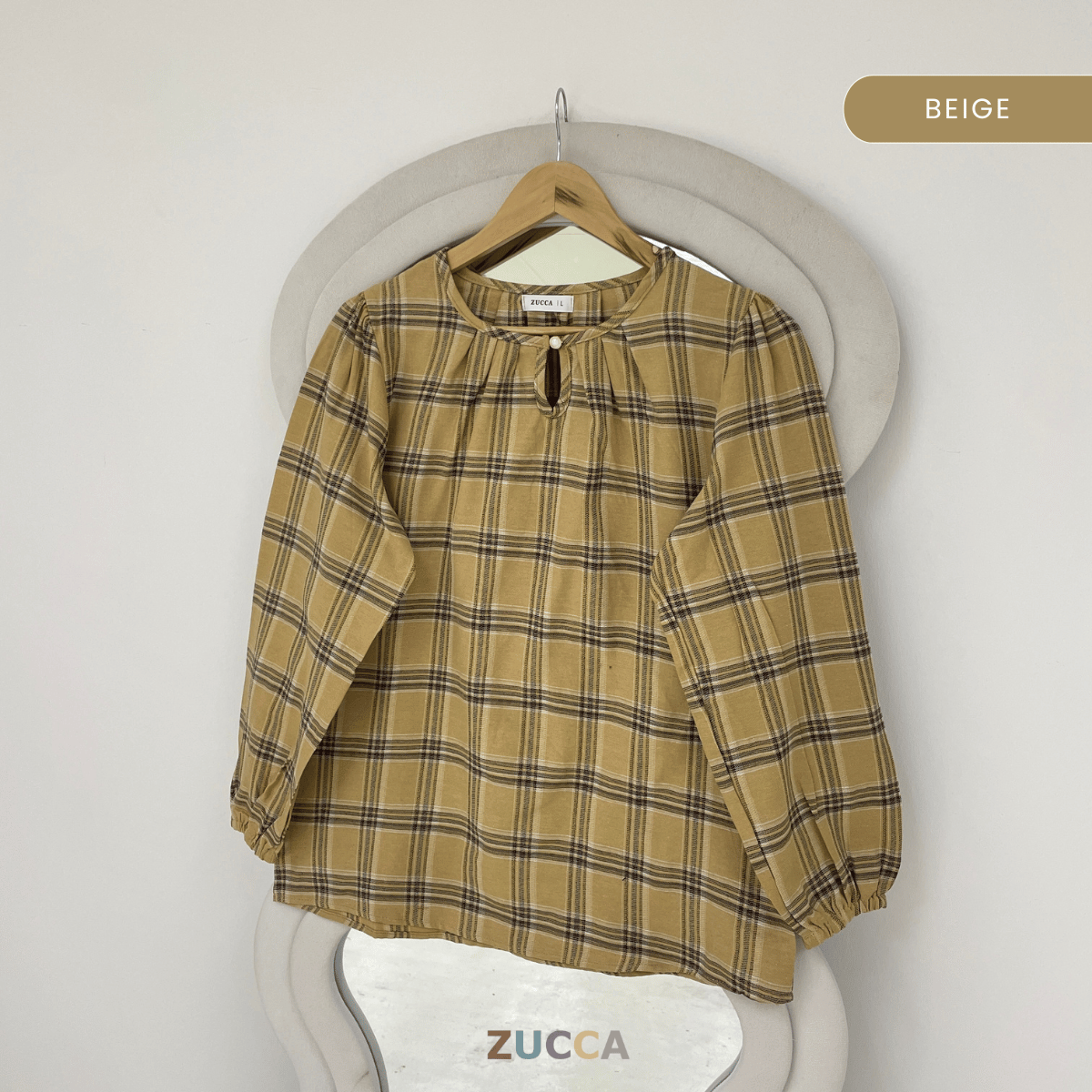 ZUCCA NANCY BLAUS WANITA KASUAL CORAK PLAID - DM282
