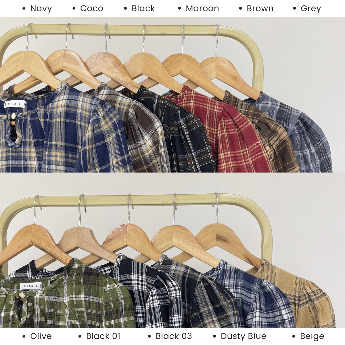 ZUCCA NANCY BLAUS WANITA KASUAL CORAK PLAID - DM282