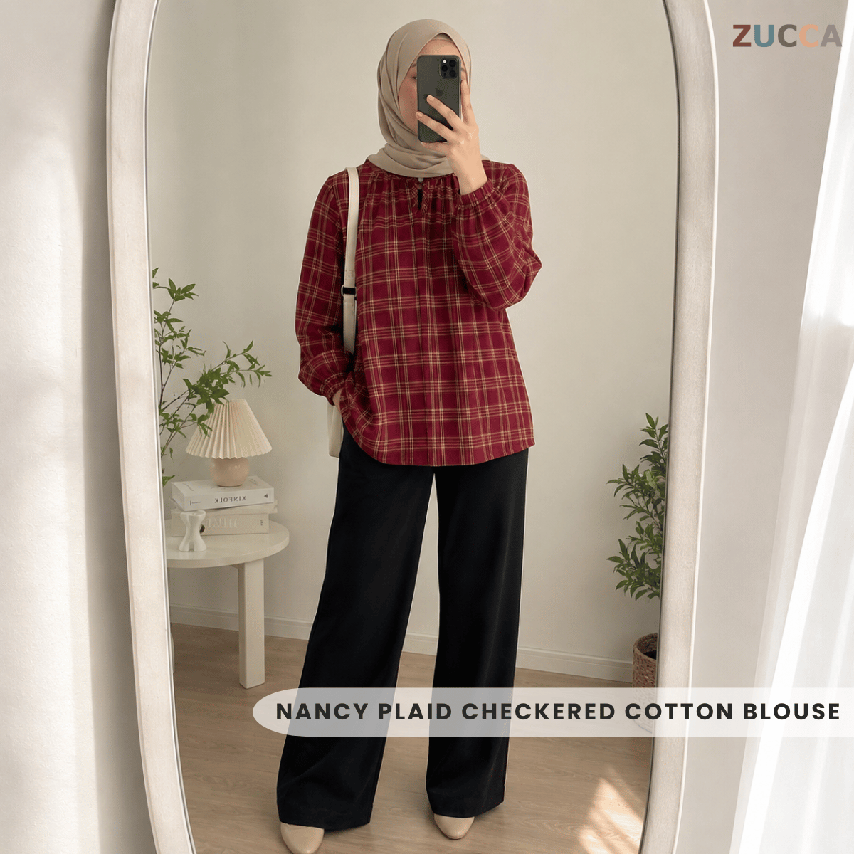 ZUCCA NANCY BLAUS WANITA KASUAL CORAK PLAID - DM282