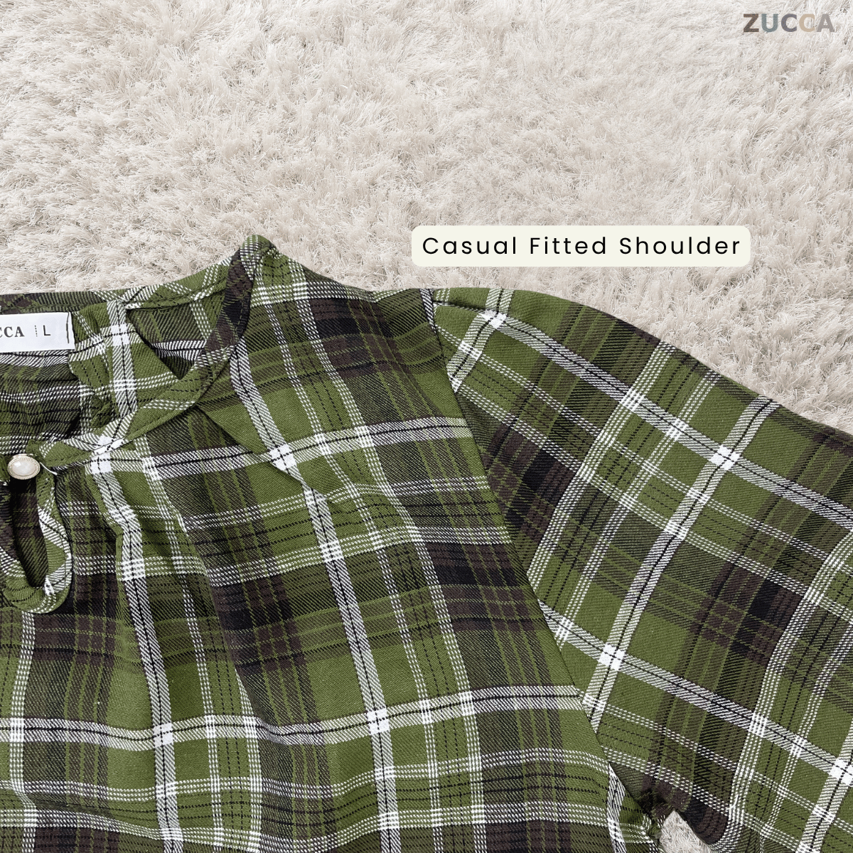 ZUCCA NANCY BLAUS WANITA KASUAL CORAK PLAID - DM282