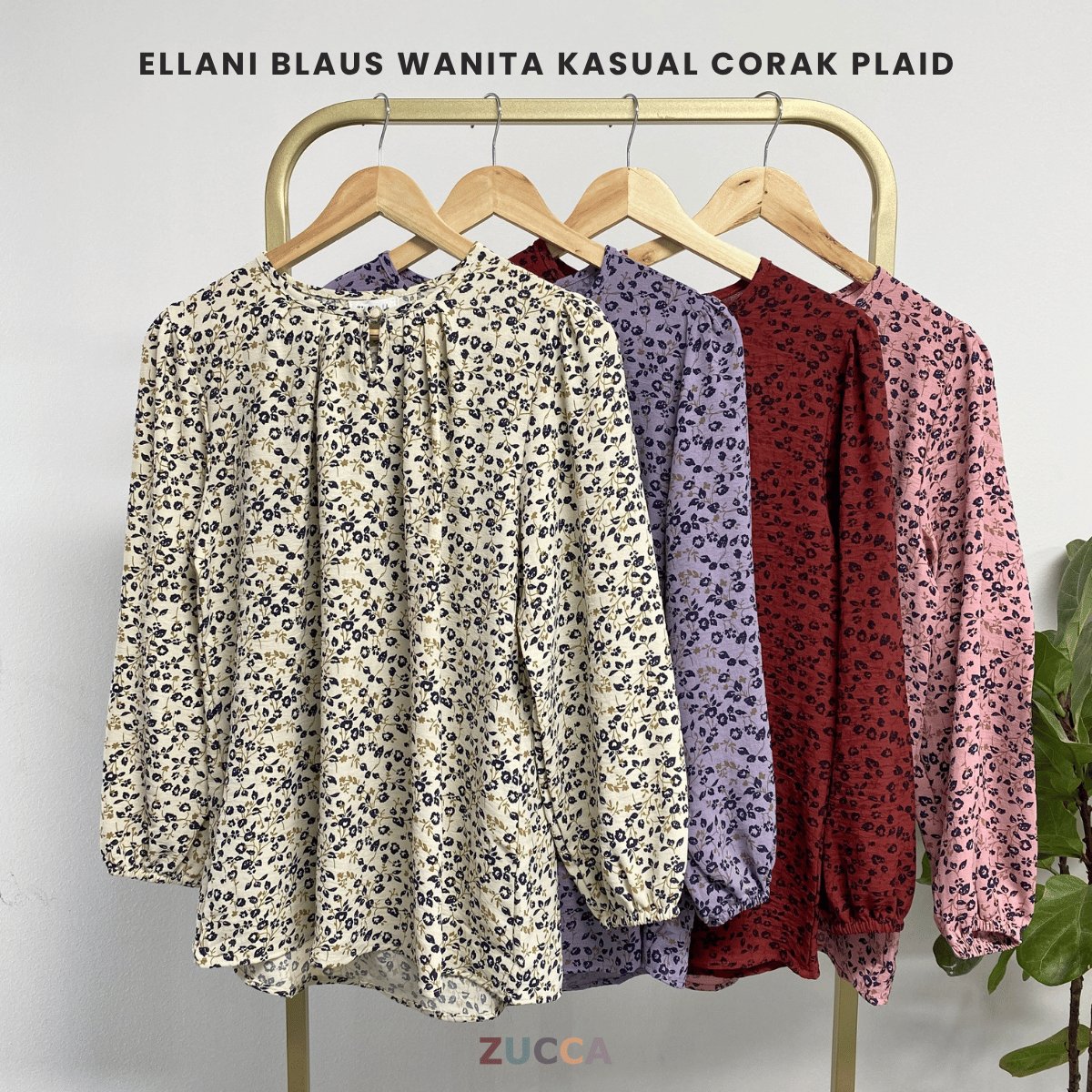 ZUCCA ELLANI BLAUS WANITA KASUAL CORAK PLAID - DM284