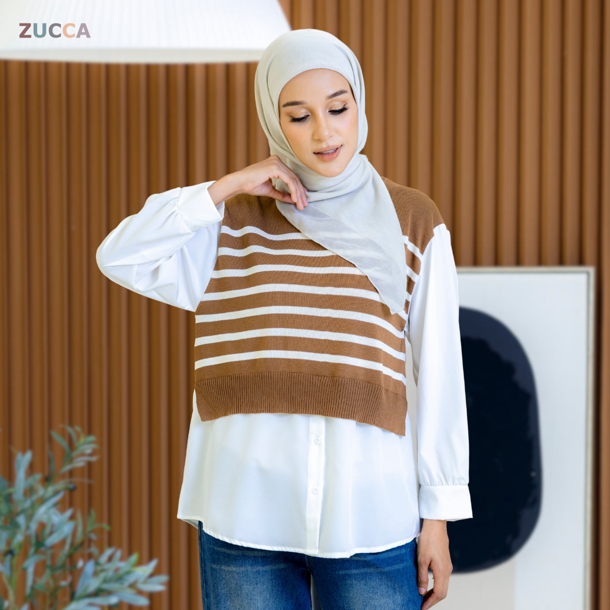 ZUCCA MELLY BERJALUR DWI-TONA KASUAL BLOUSE- DM288