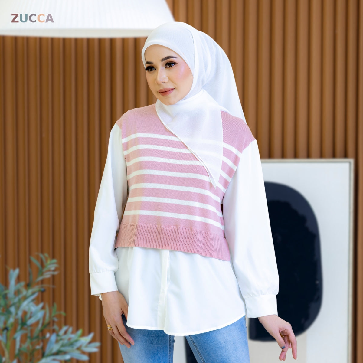 ZUCCA MELLY BERJALUR DWI-TONA KASUAL BLOUSE- DM288