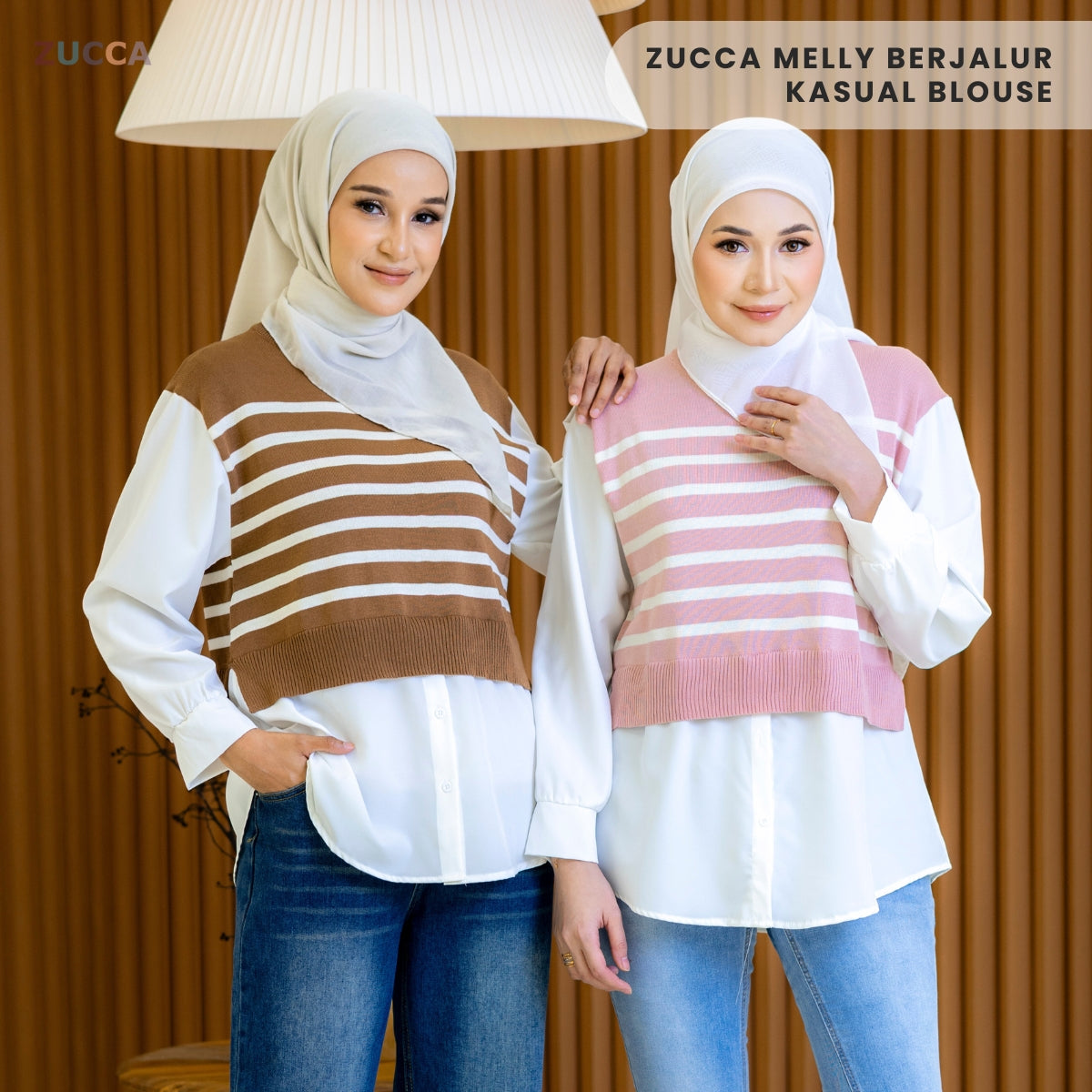 ZUCCA MELLY BERJALUR DWI-TONA KASUAL BLOUSE- DM288