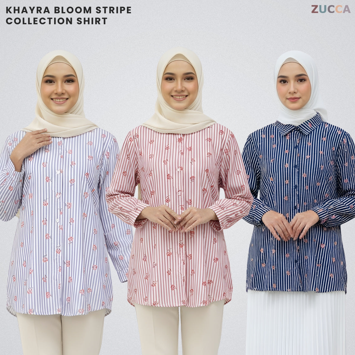 ZUCCA KHAYRA BLOOM STRIPE COLLECTION SHIRT-DM289