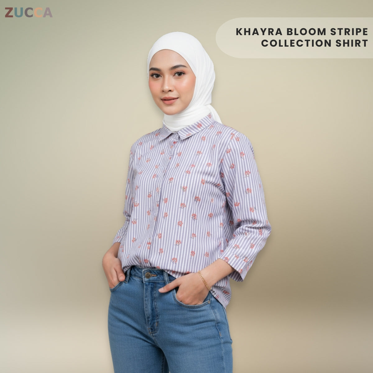 ZUCCA KHAYRA BLOOM STRIPE COLLECTION SHIRT-DM289