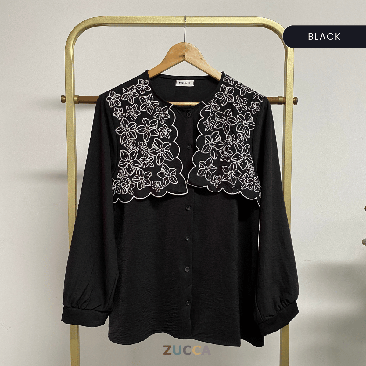 ZUCCA MAWAR FLORAL EMBROIDERY BLOUSE - DM291