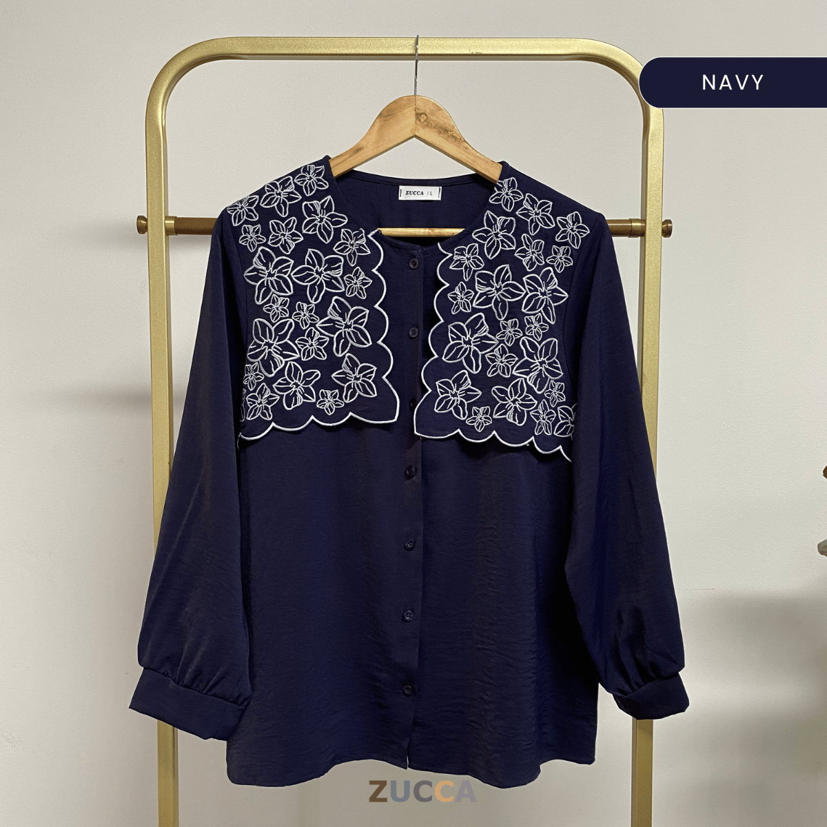 ZUCCA MAWAR FLORAL EMBROIDERY BLOUSE - DM291