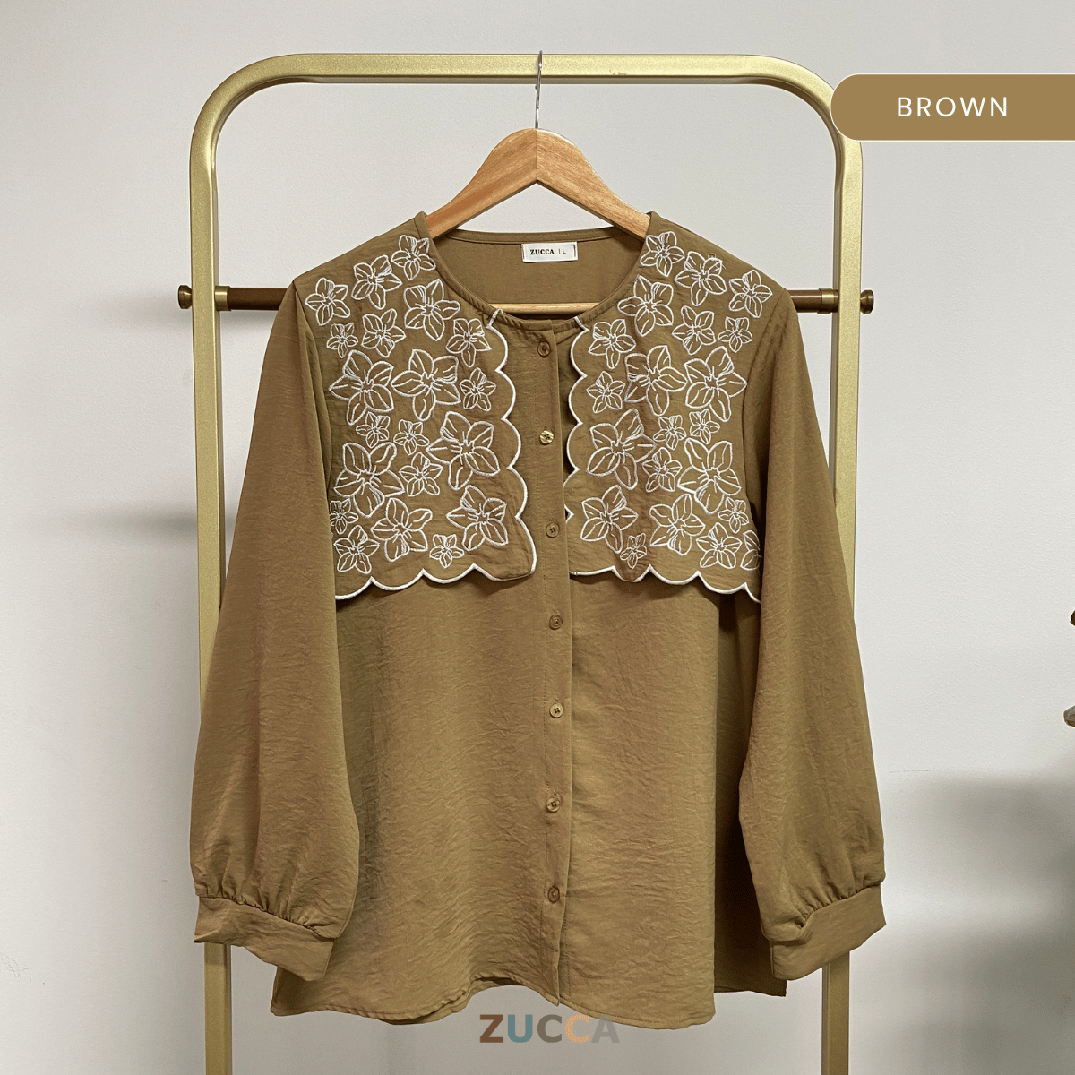 ZUCCA MAWAR FLORAL EMBROIDERY BLOUSE - DM291