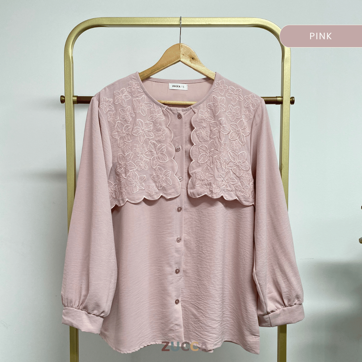 ZUCCA MAWAR FLORAL EMBROIDERY BLOUSE - DM291