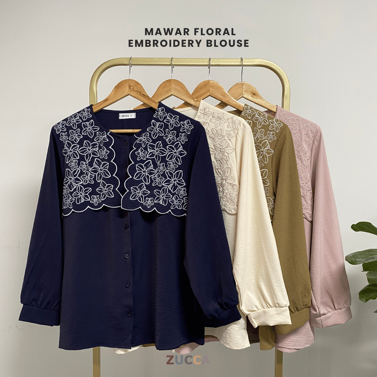 ZUCCA MAWAR FLORAL EMBROIDERY BLOUSE - DM291