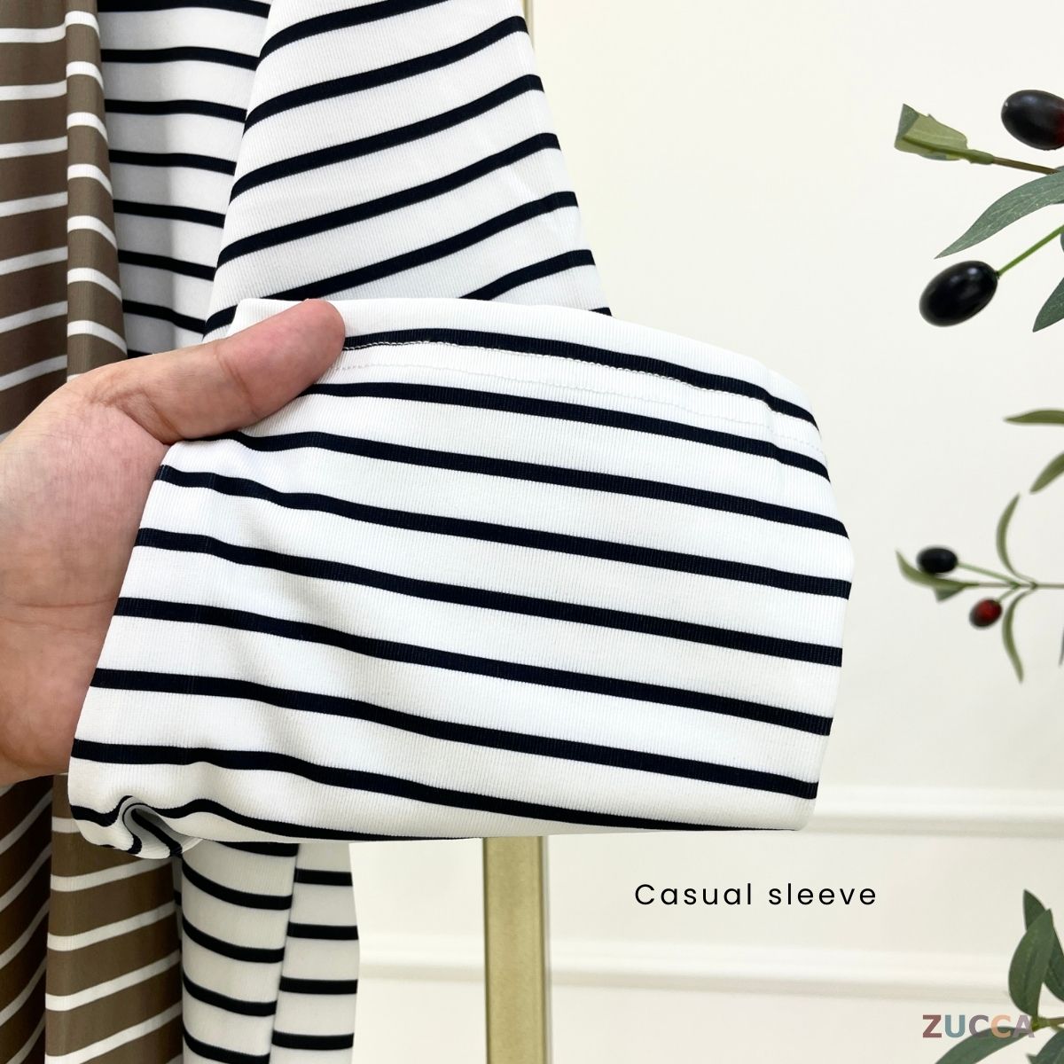 ZUCCA AQEELA COLLAR STRIPE KASUAL LONG SLEEVE BAJU PEREMPUAN - DM293