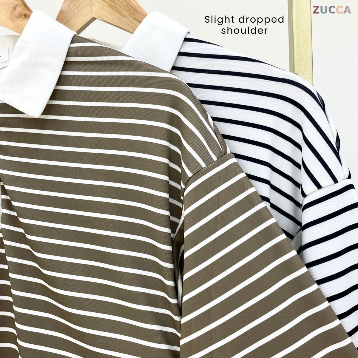 ZUCCA AQEELA COLLAR STRIPE KASUAL LONG SLEEVE BAJU PEREMPUAN - DM293