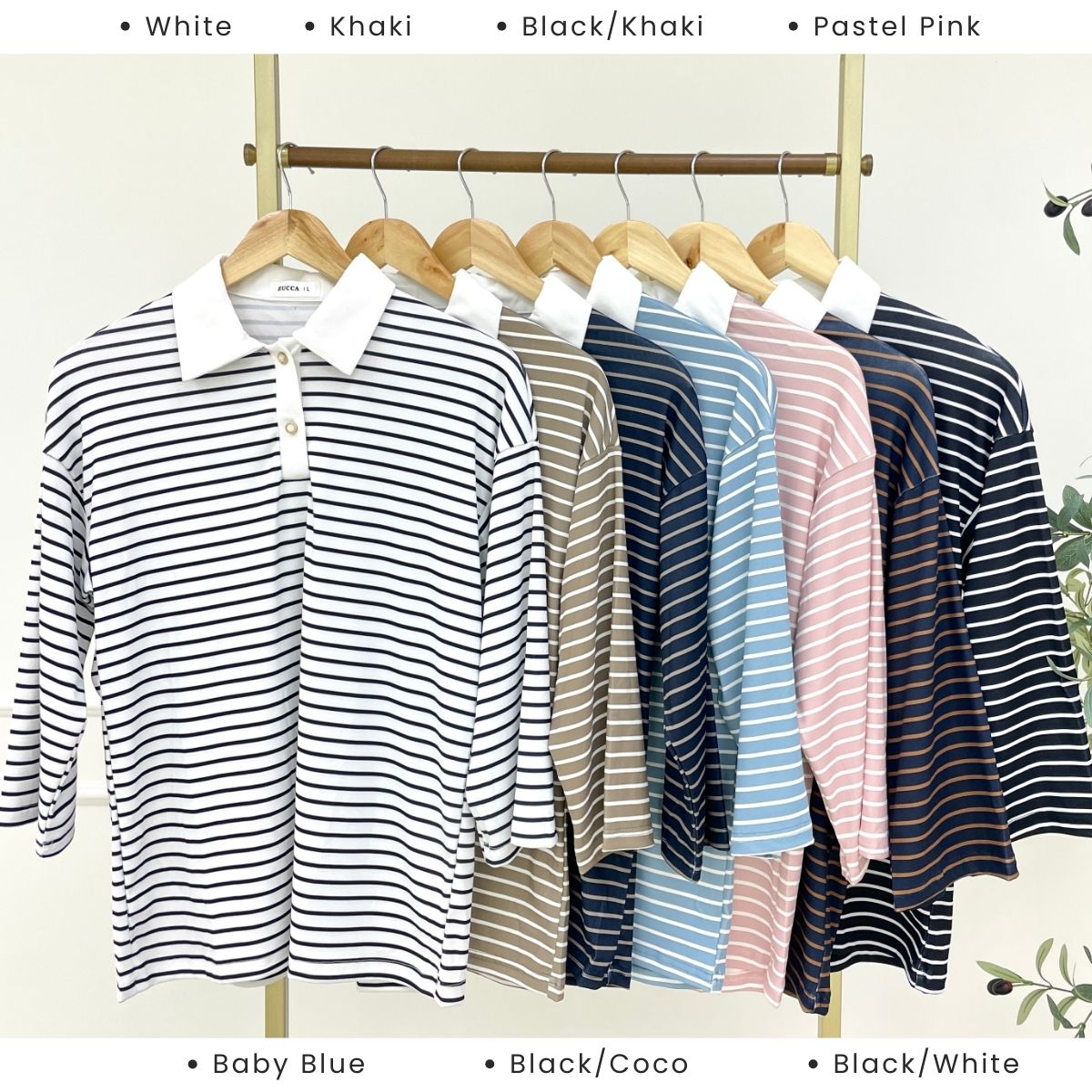 ZUCCA AQEELA COLLAR STRIPE KASUAL LONG SLEEVE BAJU PEREMPUAN - DM293