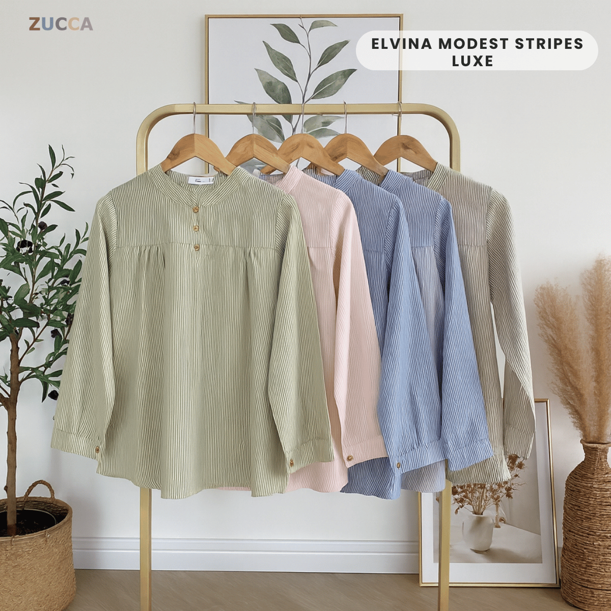 ZUCCA ELVINA MODEST STRIPES LUXE-DM299 Tops Shirts