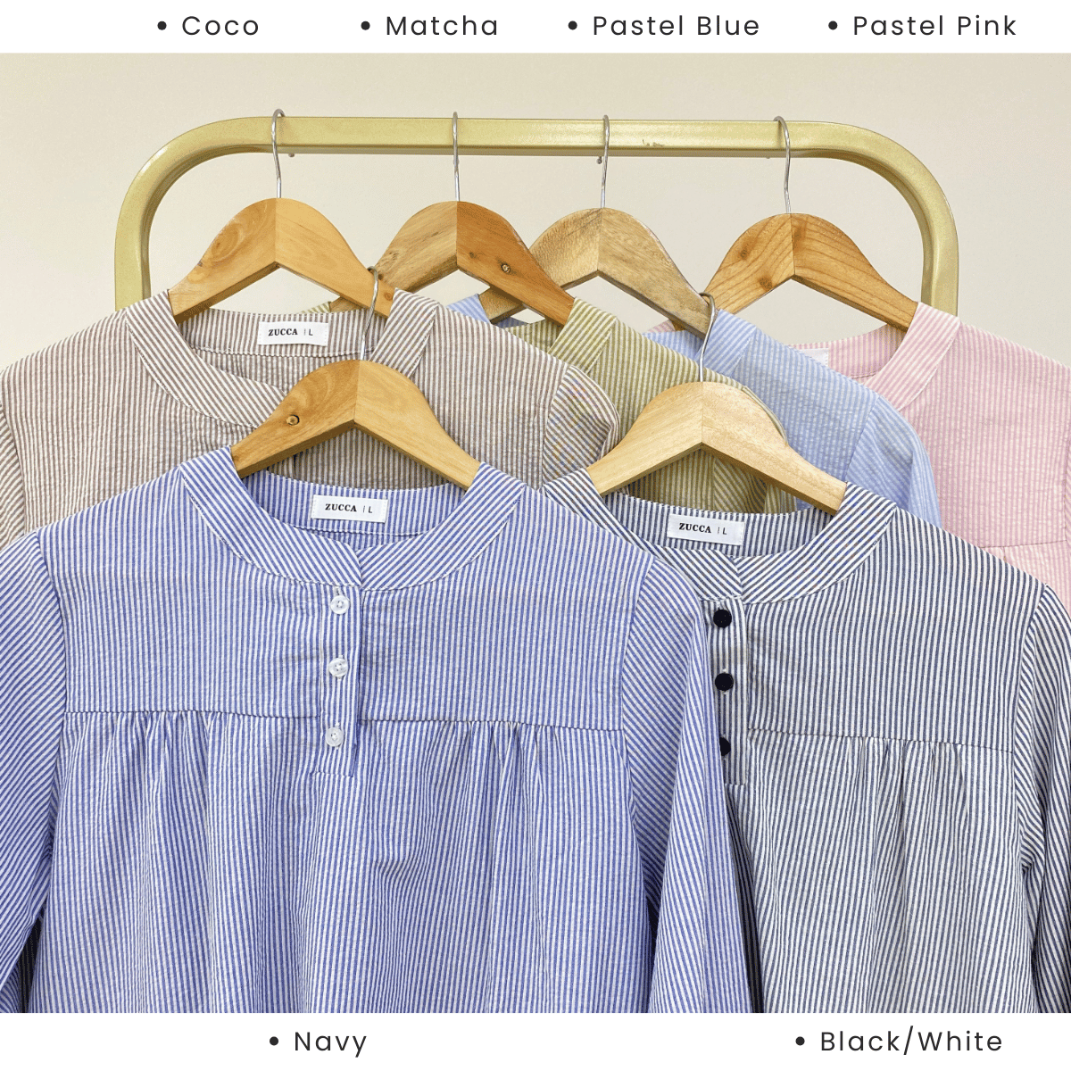 ZUCCA ELVINA MODEST STRIPES LUXE-DM299 Tops Shirts