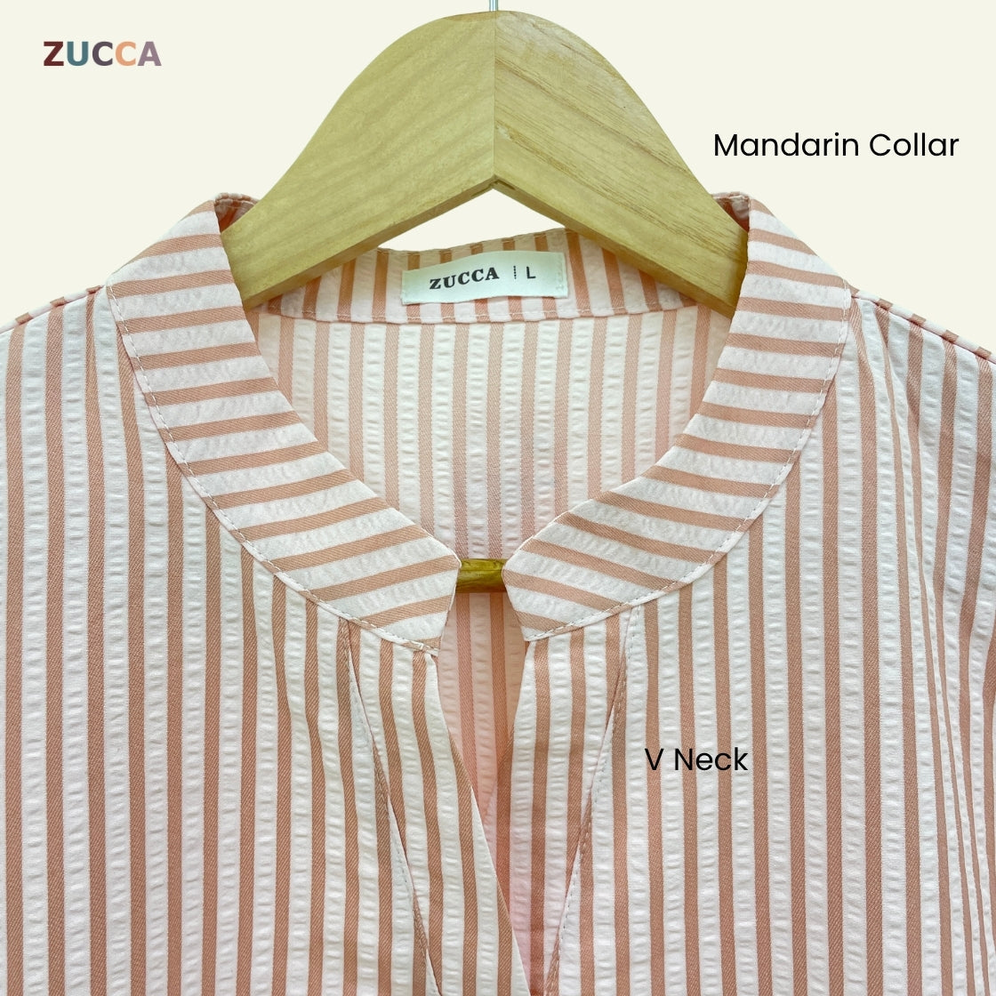 ZUCCA ELVIANA STRIPE TEXTURED BLOUSE-DM300
