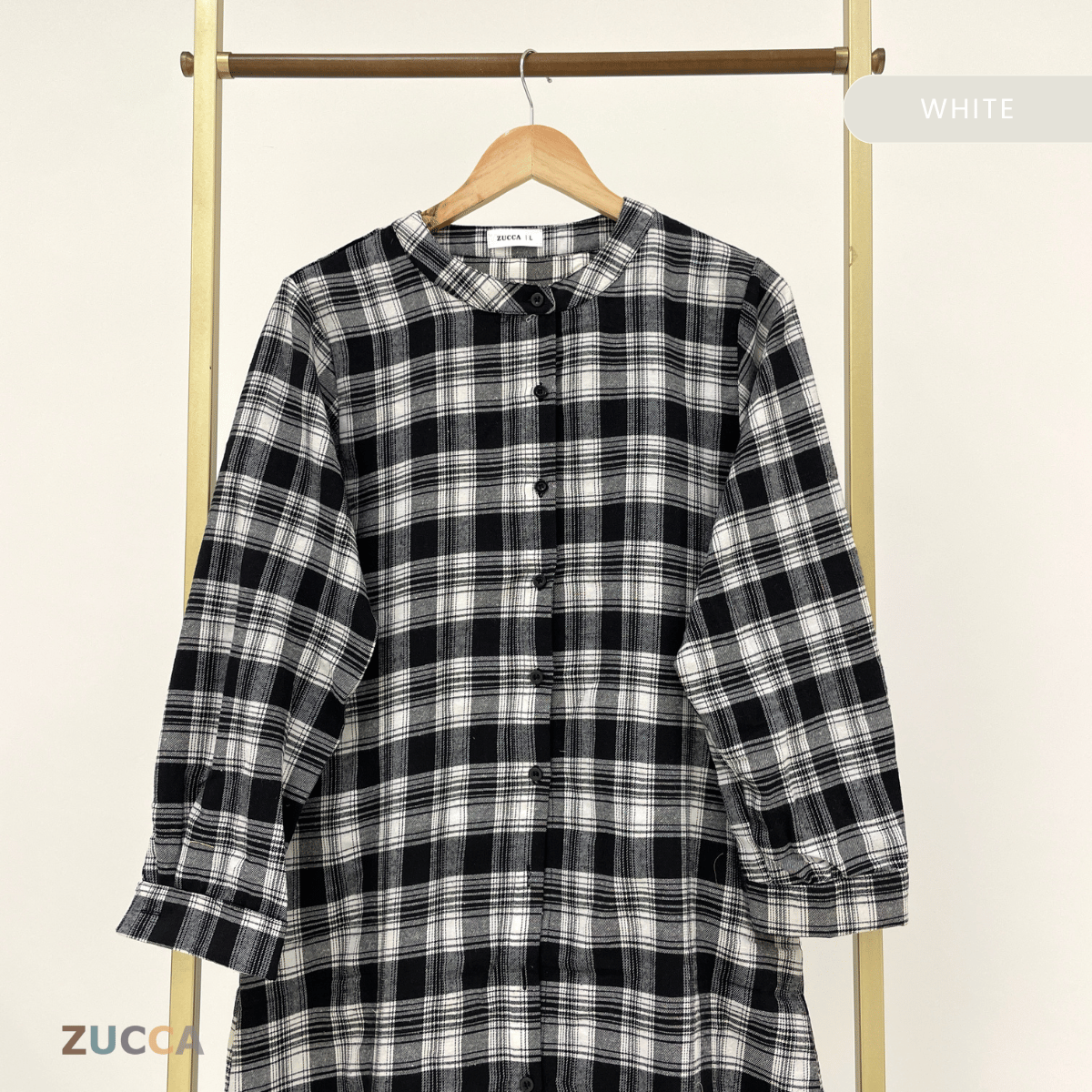 ZUCCA ARNIE VINTAGE CHECKERED LONG SHIRT-DM305 SHIRT