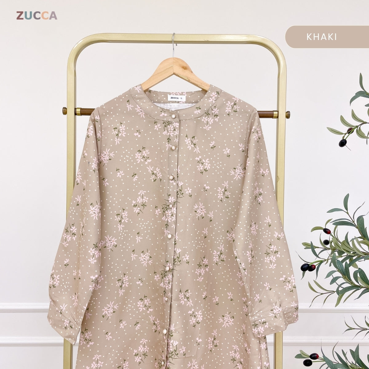 ZUCCA AINA MUSLIMAH KASUAL LONG BLOUSE FLOWER PATTERN - DM306