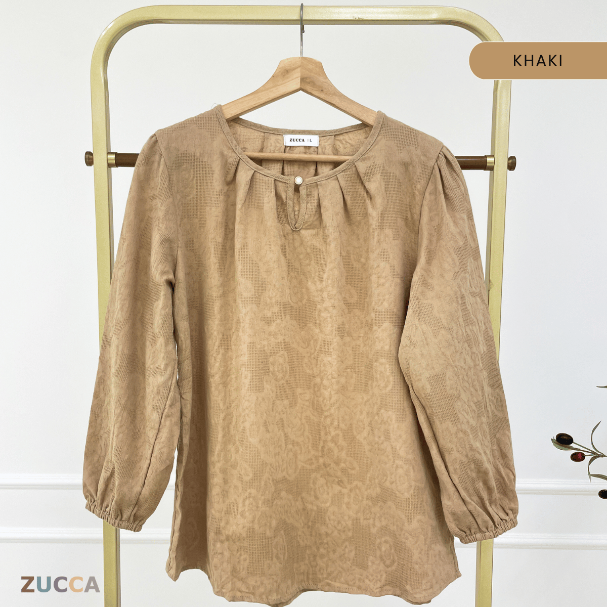 ZUCCA QAIRINA MODEST JACQUARD BLOUSE-DM308 Tops