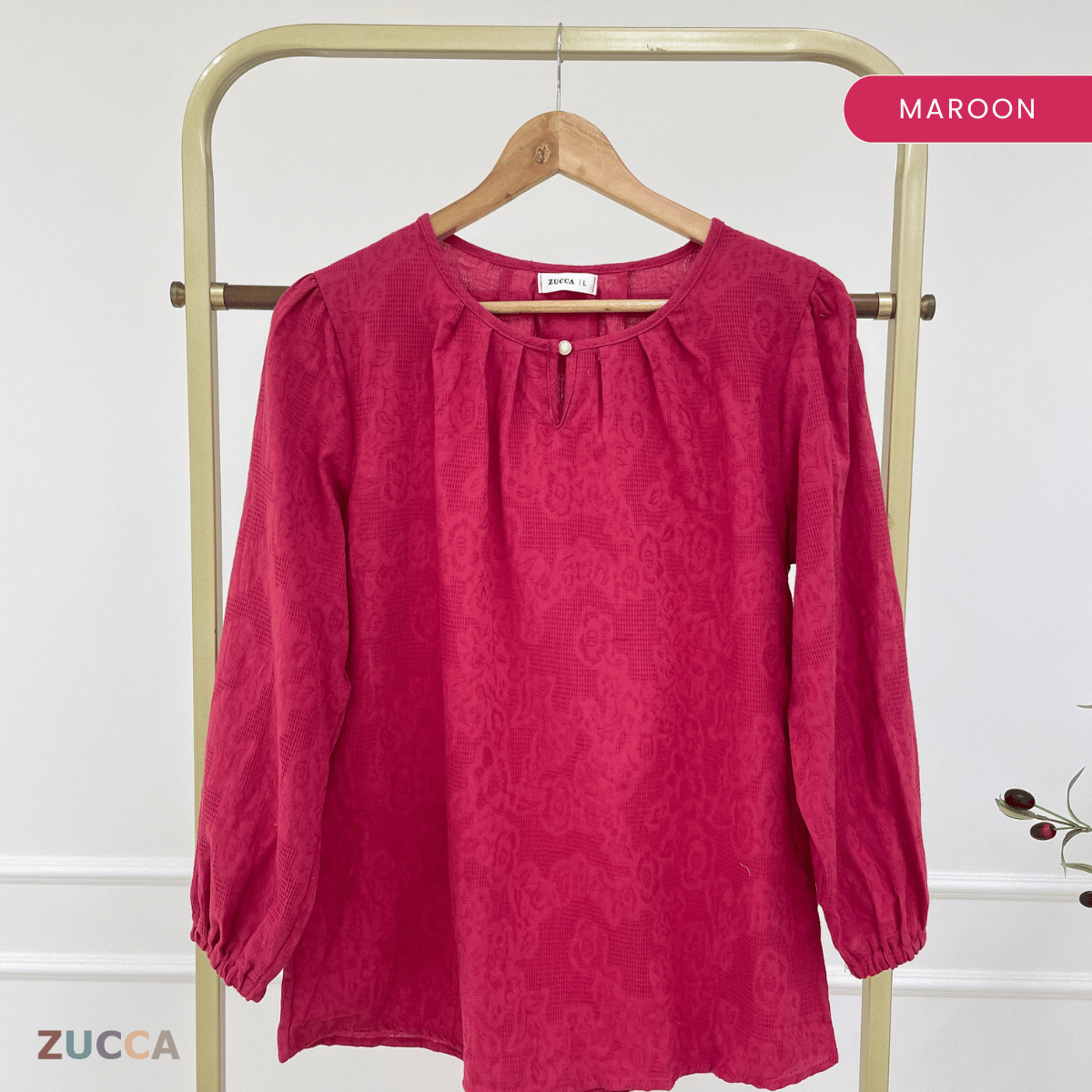 ZUCCA QAIRINA MODEST JACQUARD BLOUSE-DM308 Tops