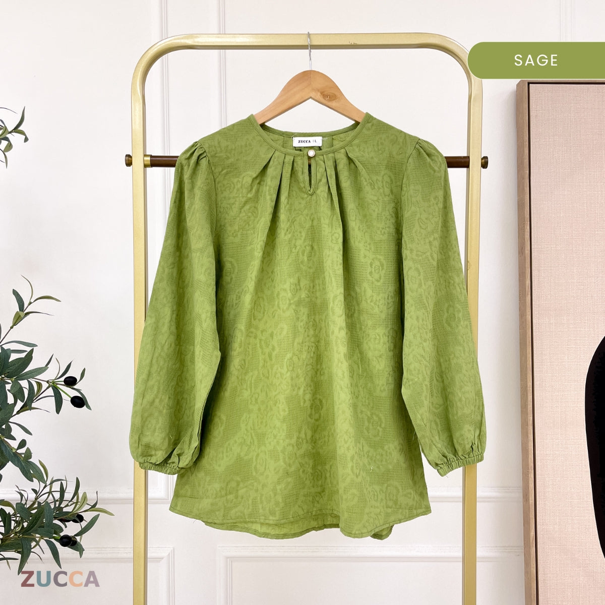 ZUCCA QAIRINA MODEST JACQUARD BLOUSE-DM308 Tops