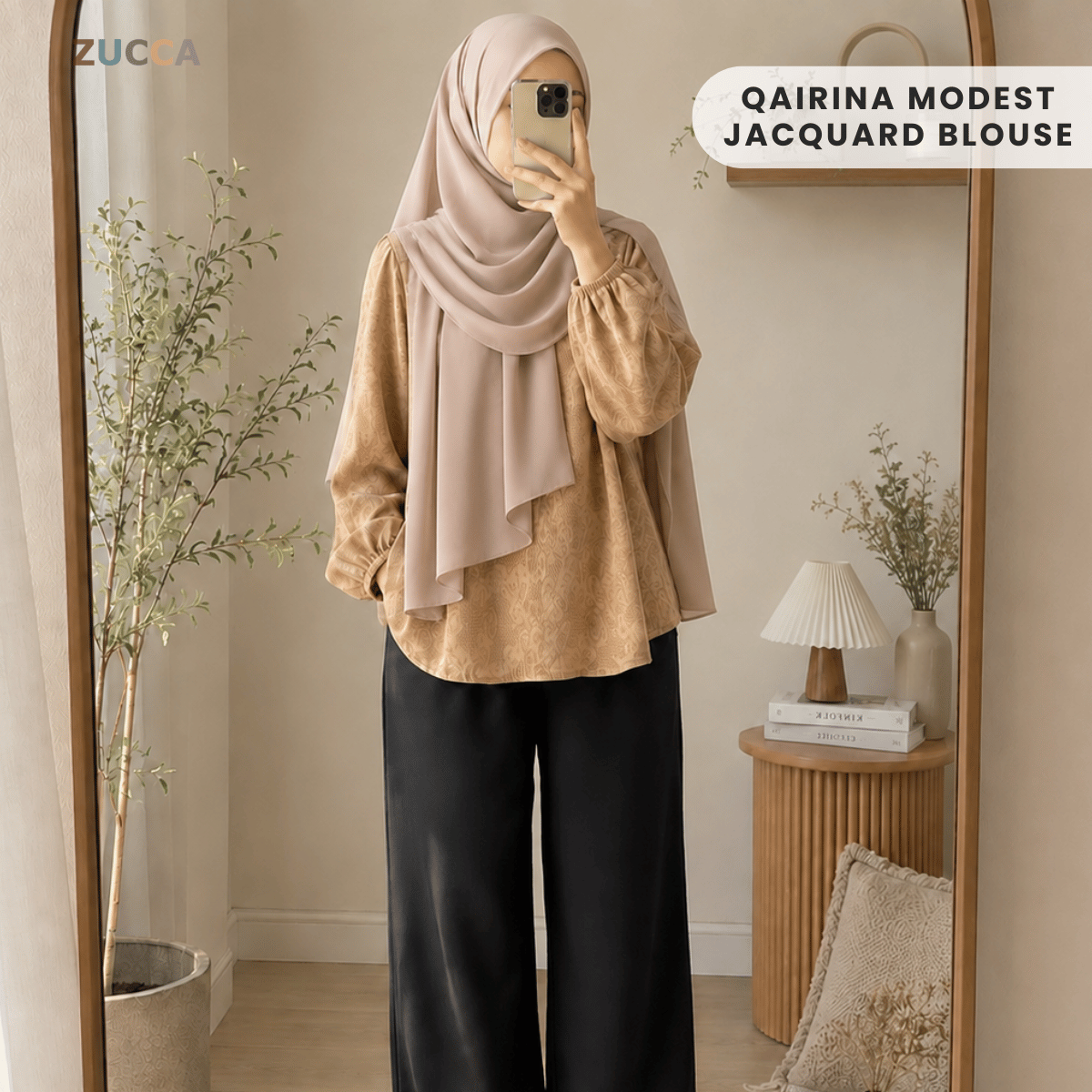 ZUCCA QAIRINA MODEST JACQUARD BLOUSE-DM308 Tops