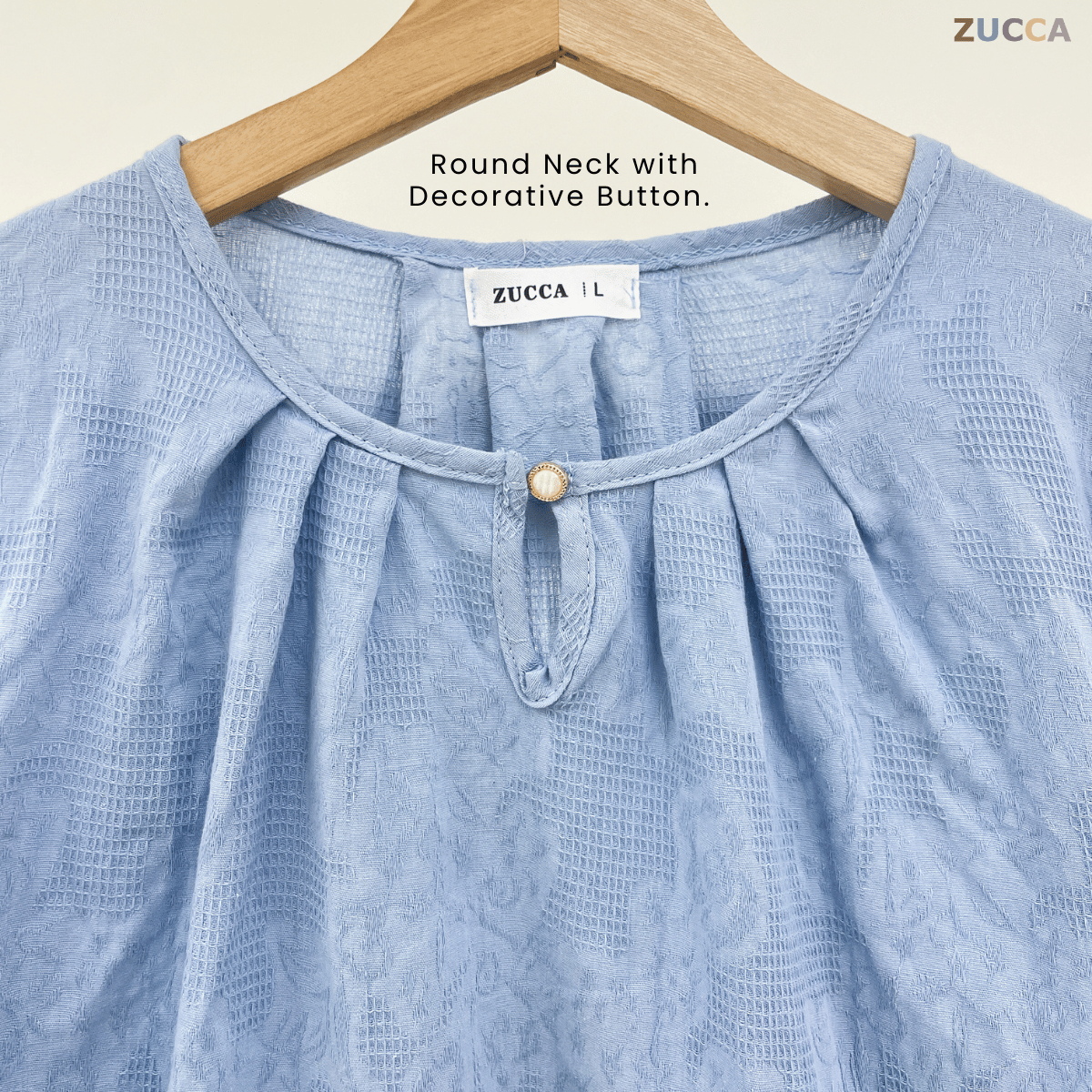 ZUCCA QAIRINA MODEST JACQUARD BLOUSE-DM308 Tops